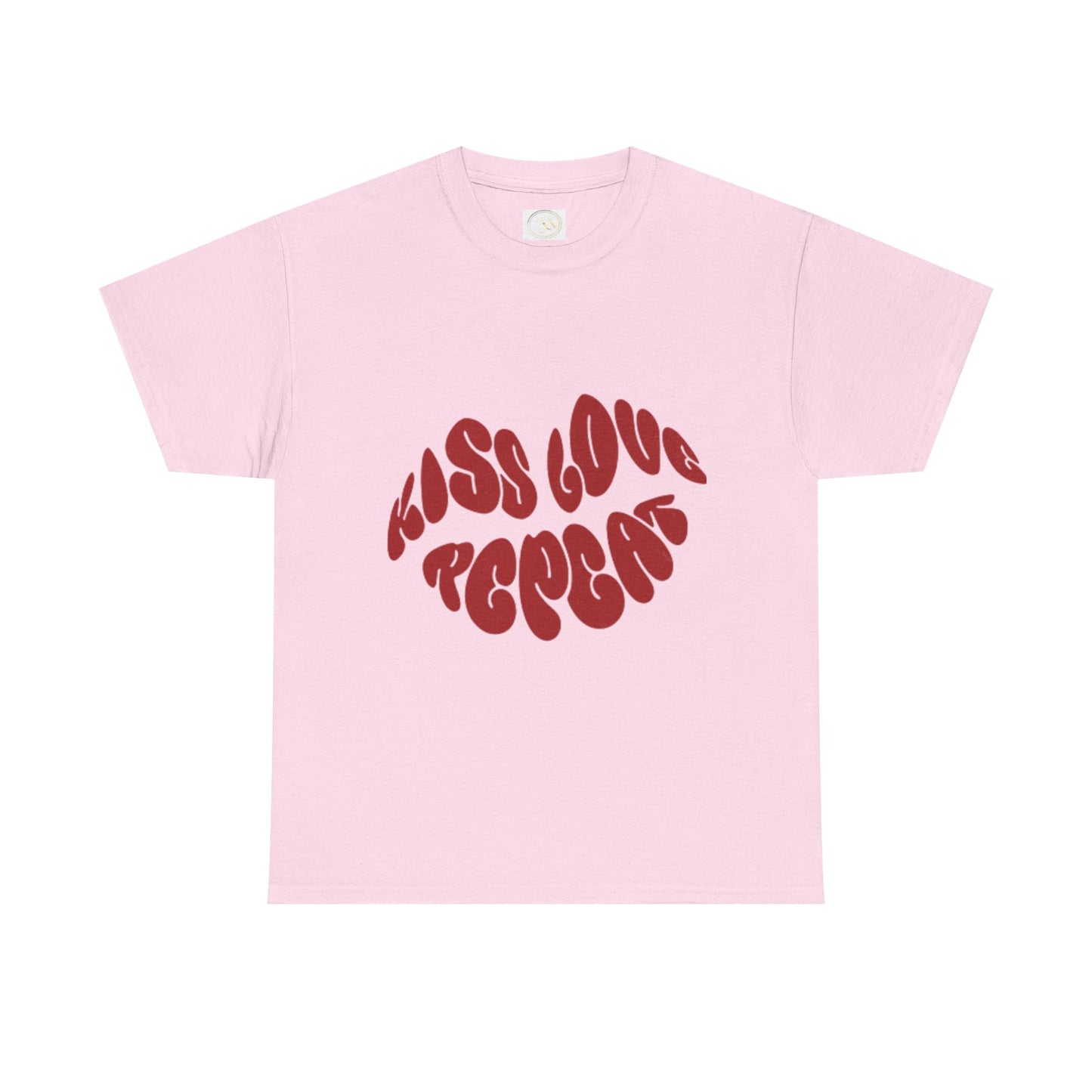 Kiss Love Repeat Unisex Heavy Cotton Tee - Retro Vibe Graphic T-Shirt - AitaAma