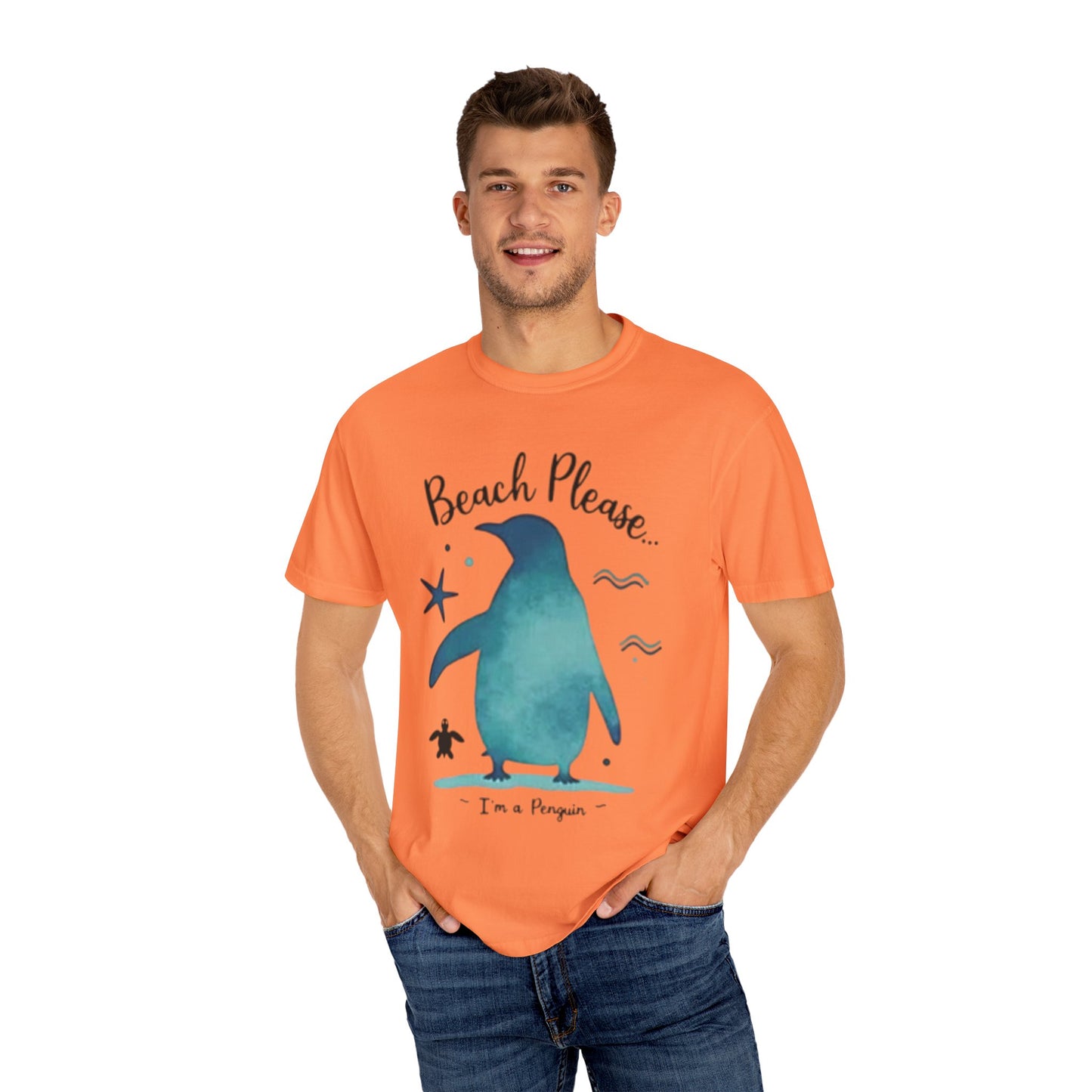 Penguin Beach Vibes Unisex Garment-Dyed T-Shirt - AitaAma