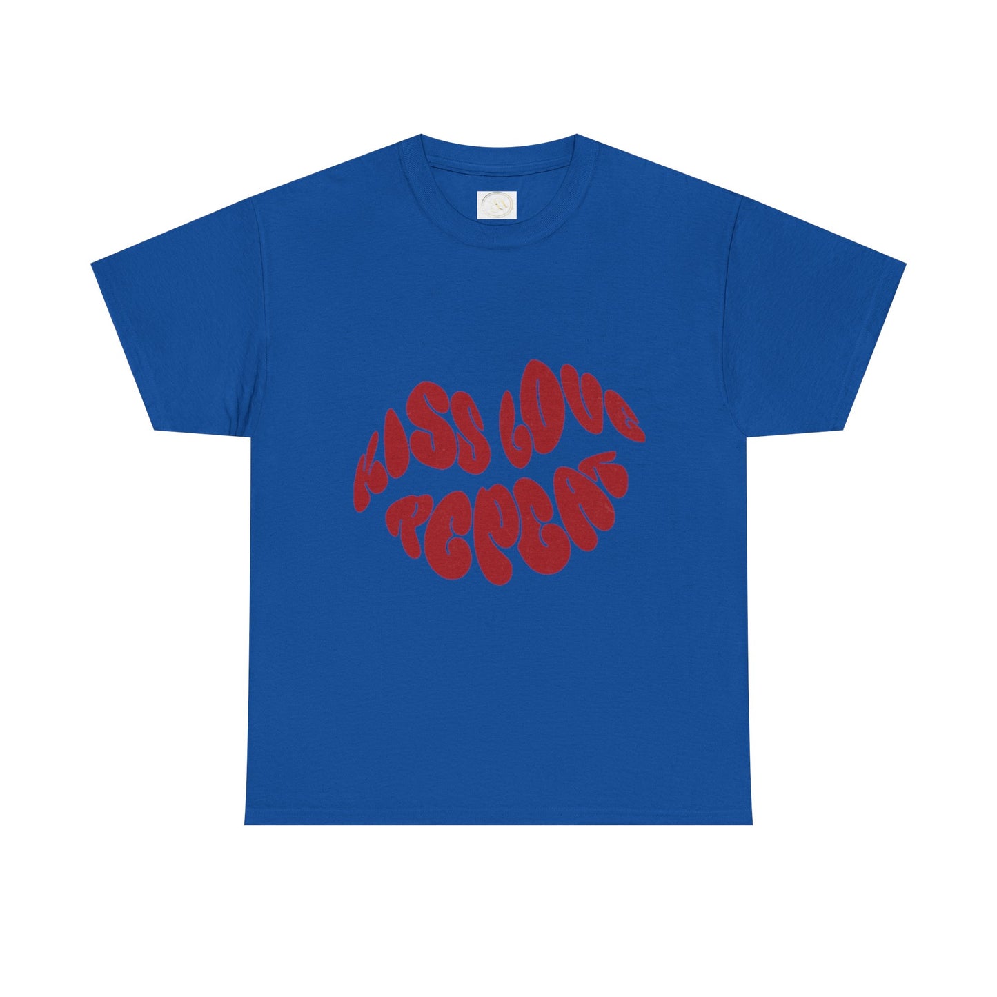Kiss Love Repeat Unisex Heavy Cotton Tee - Retro Vibe Graphic T-Shirt - AitaAma