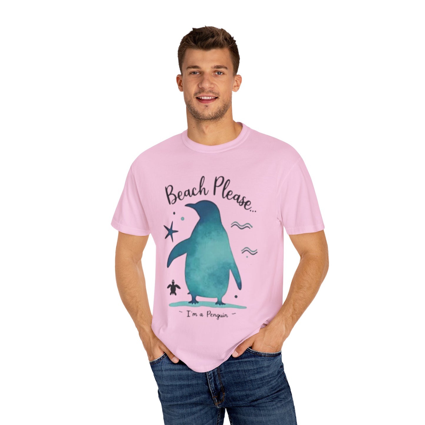 Penguin Beach Vibes Unisex Garment-Dyed T-Shirt - AitaAma