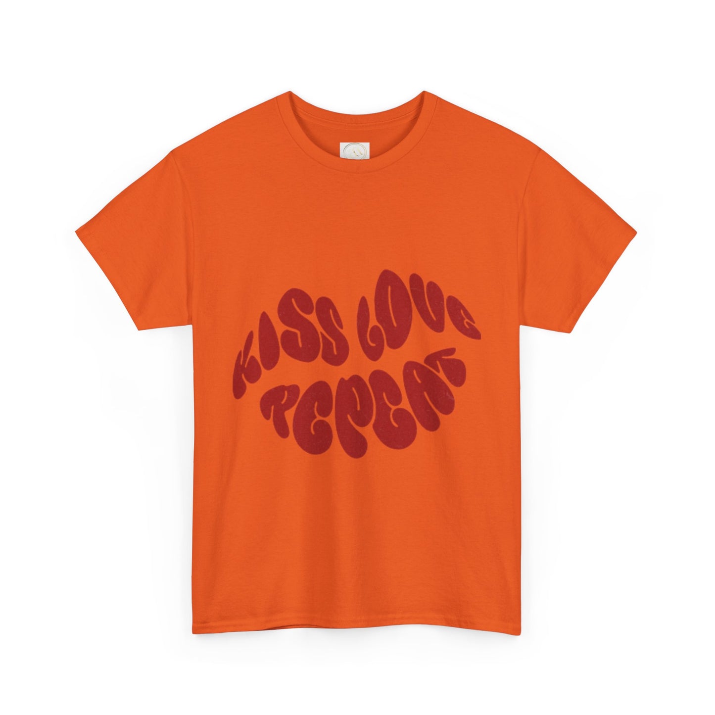 Kiss Love Repeat Unisex Heavy Cotton Tee - Retro Vibe Graphic T-Shirt - AitaAma