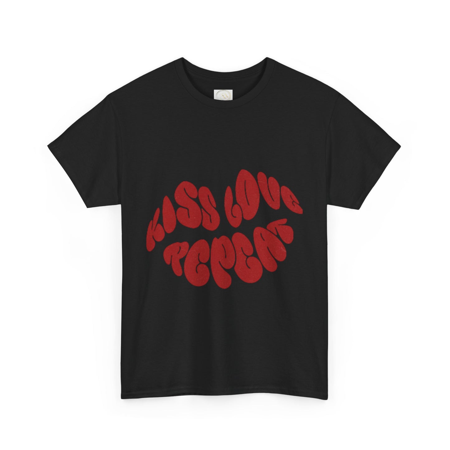 Kiss Love Repeat Unisex Heavy Cotton Tee - Retro Vibe Graphic T-Shirt - AitaAma