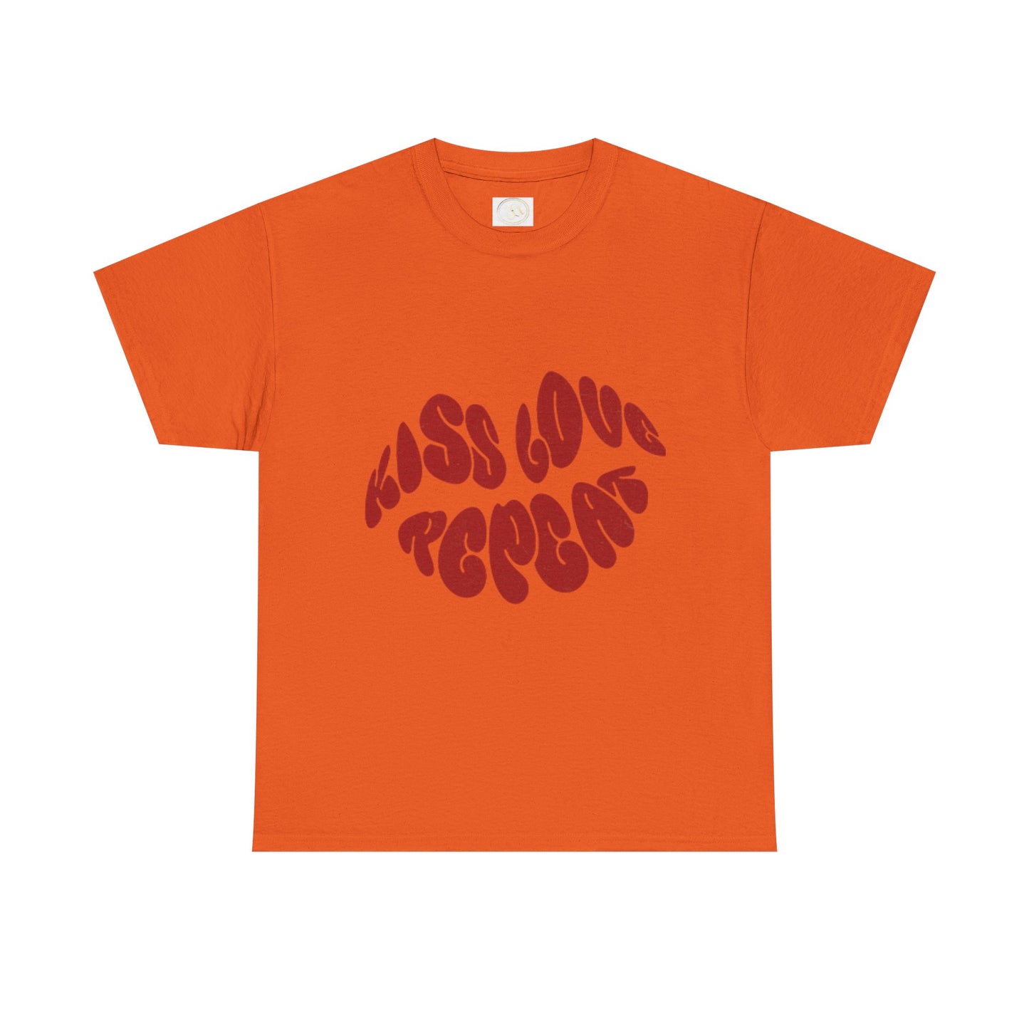 Kiss Love Repeat Unisex Heavy Cotton Tee - Retro Vibe Graphic T-Shirt - AitaAma