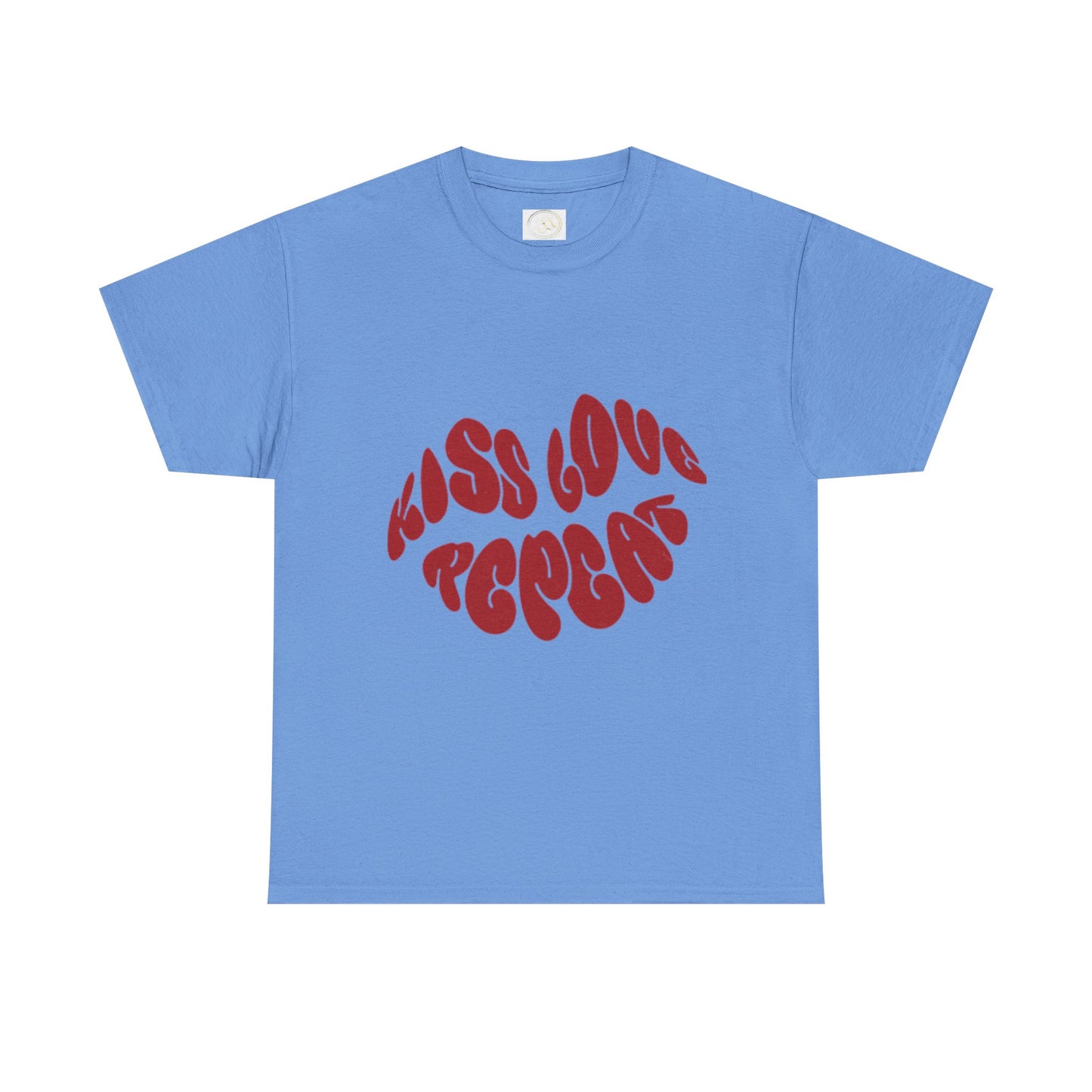 Kiss Love Repeat Unisex Heavy Cotton Tee - Retro Vibe Graphic T-Shirt - AitaAma