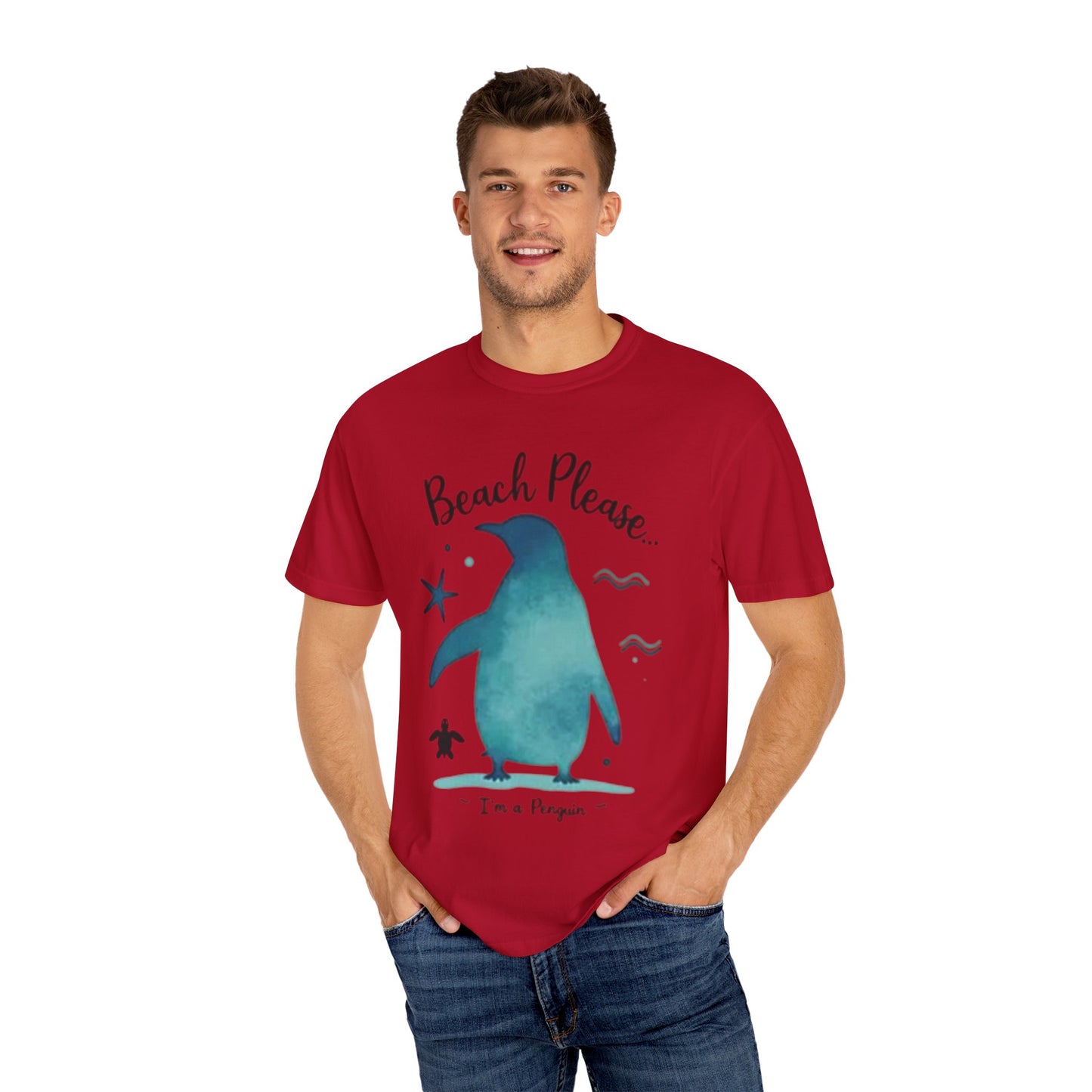 Penguin Beach Vibes Unisex Garment-Dyed T-Shirt - AitaAma