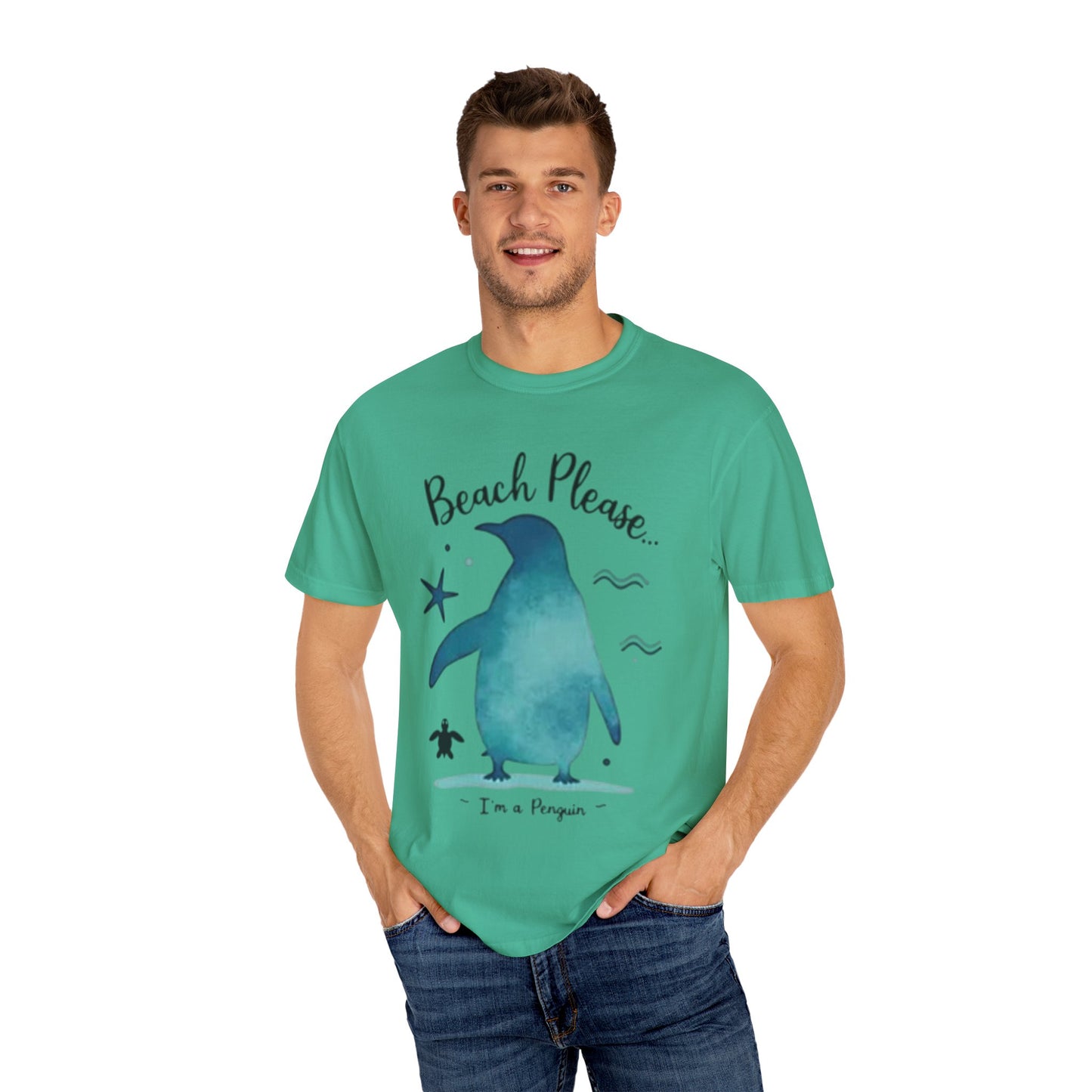 Penguin Beach Vibes Unisex Garment-Dyed T-Shirt - AitaAma