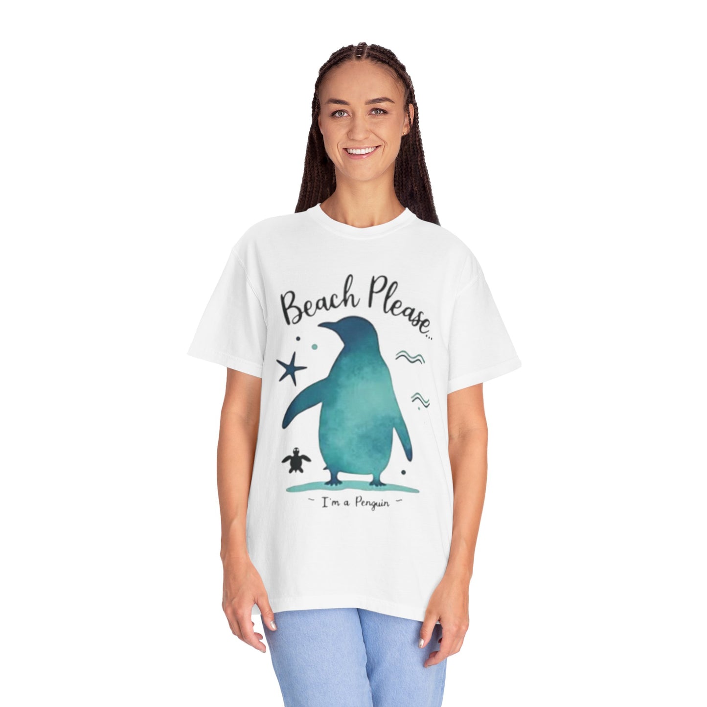 Penguin Beach Vibes Unisex Garment-Dyed T-Shirt - AitaAma