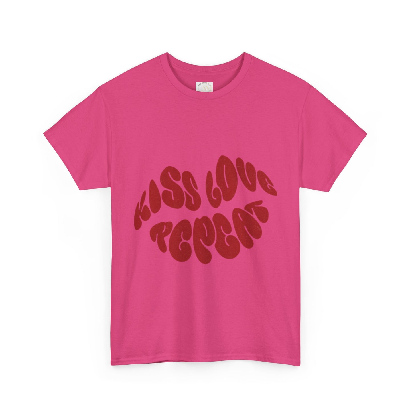Kiss Love Repeat Unisex Heavy Cotton Tee - Retro Vibe Graphic T-Shirt - AitaAma