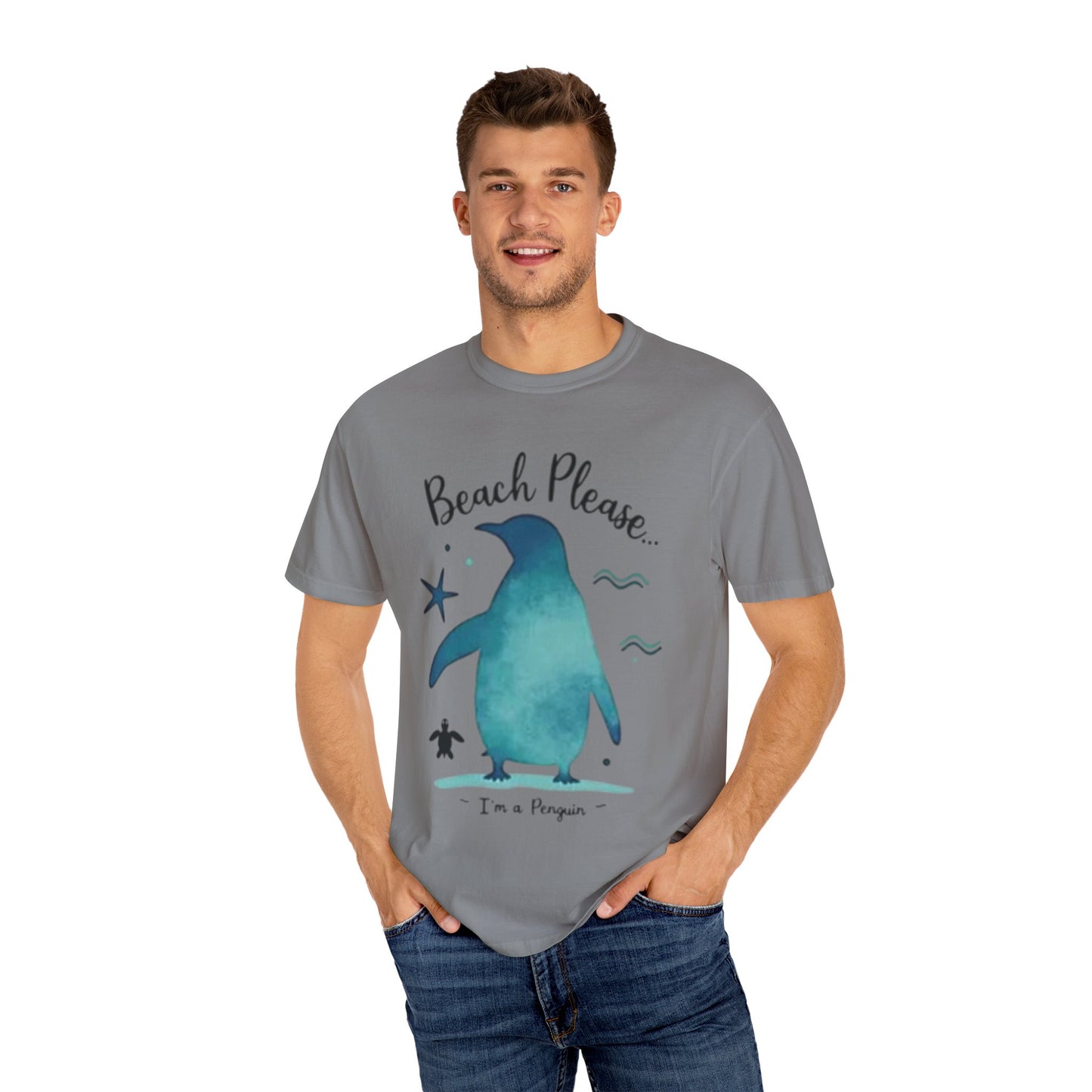 Penguin Beach Vibes Unisex Garment-Dyed T-Shirt - AitaAma