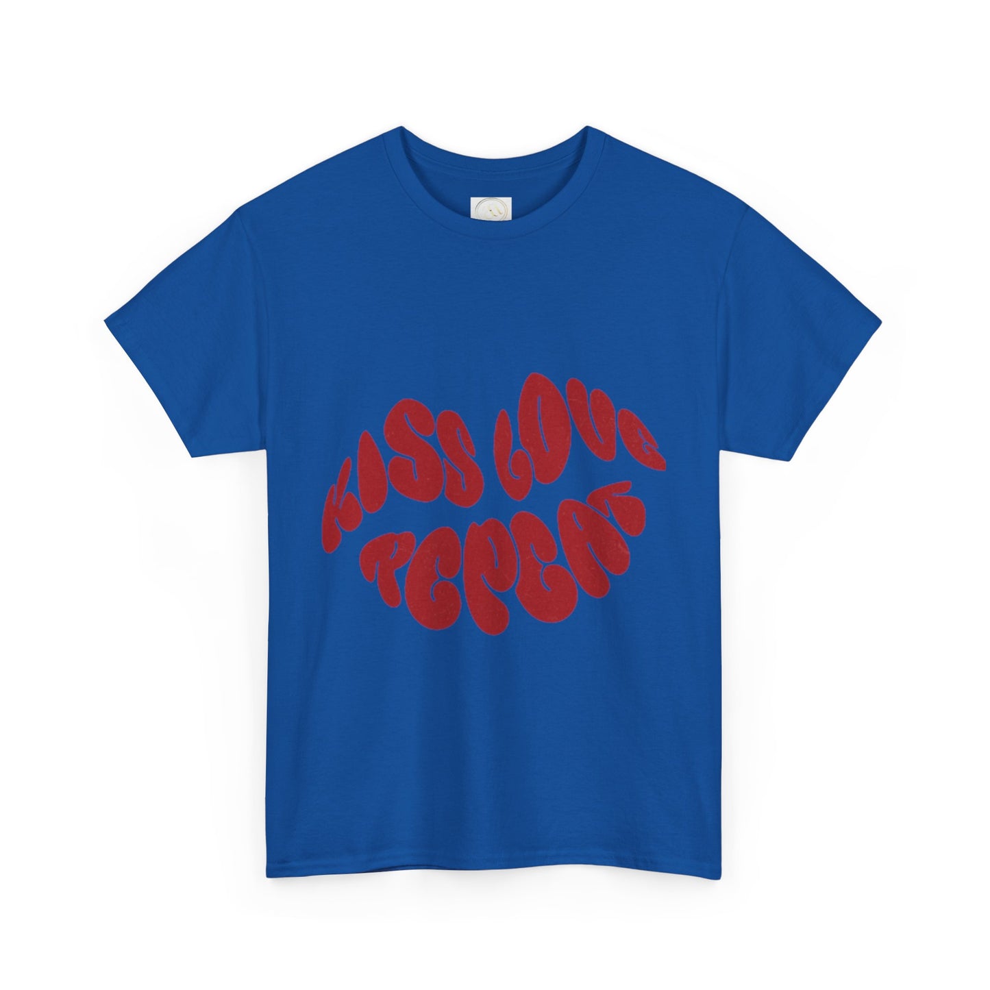 Kiss Love Repeat Unisex Heavy Cotton Tee - Retro Vibe Graphic T-Shirt - AitaAma