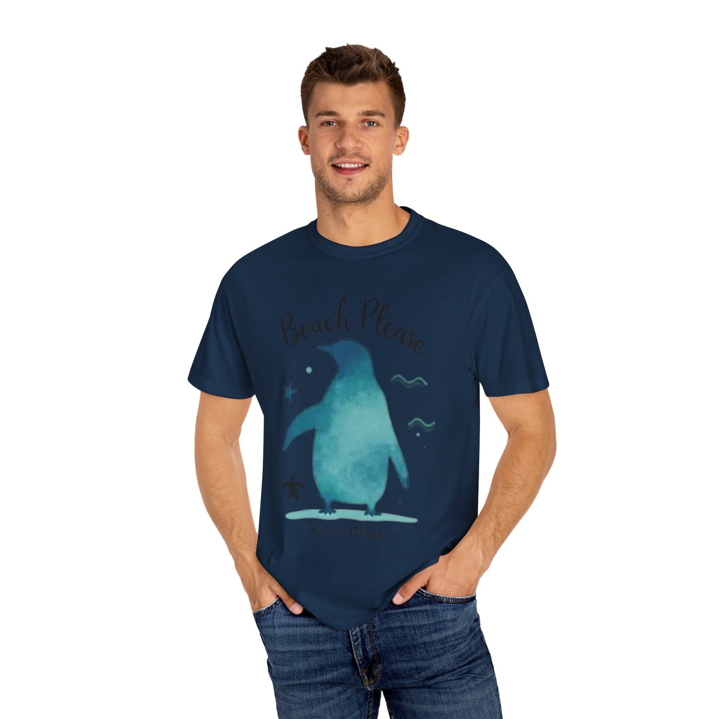 Penguin Beach Vibes Unisex Garment-Dyed T-Shirt - AitaAma