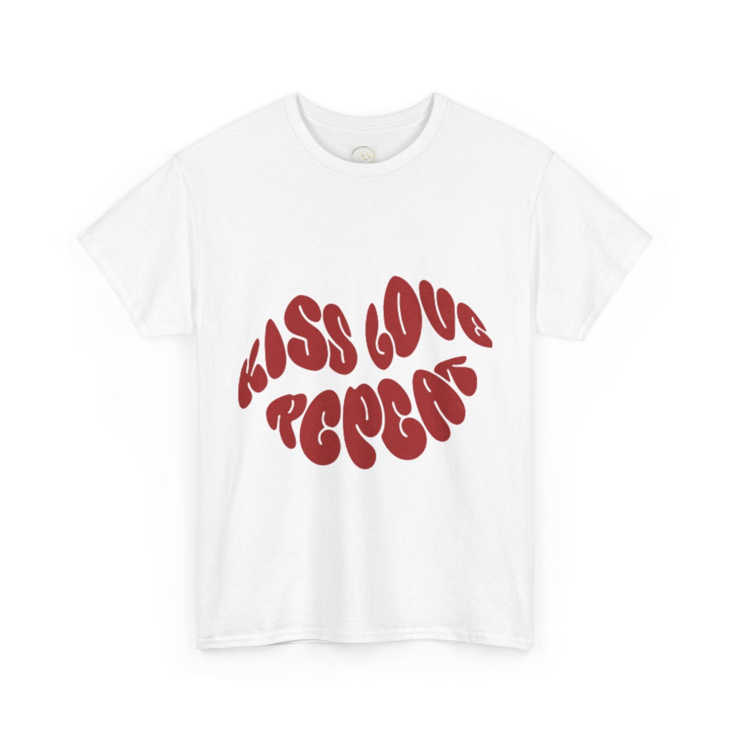 Kiss Love Repeat Unisex Heavy Cotton Tee - Retro Vibe Graphic T-Shirt - AitaAma