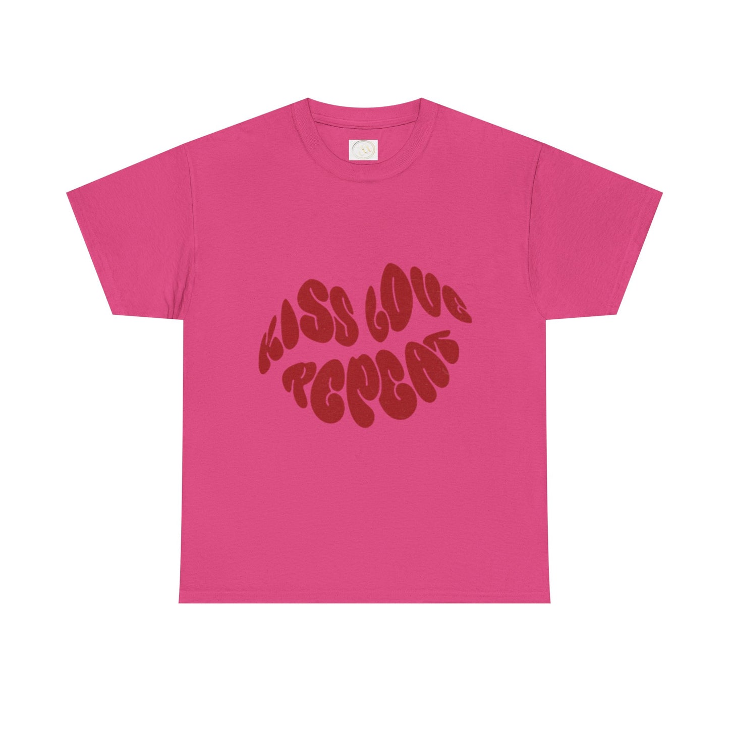 Kiss Love Repeat Unisex Heavy Cotton Tee - Retro Vibe Graphic T-Shirt - AitaAma