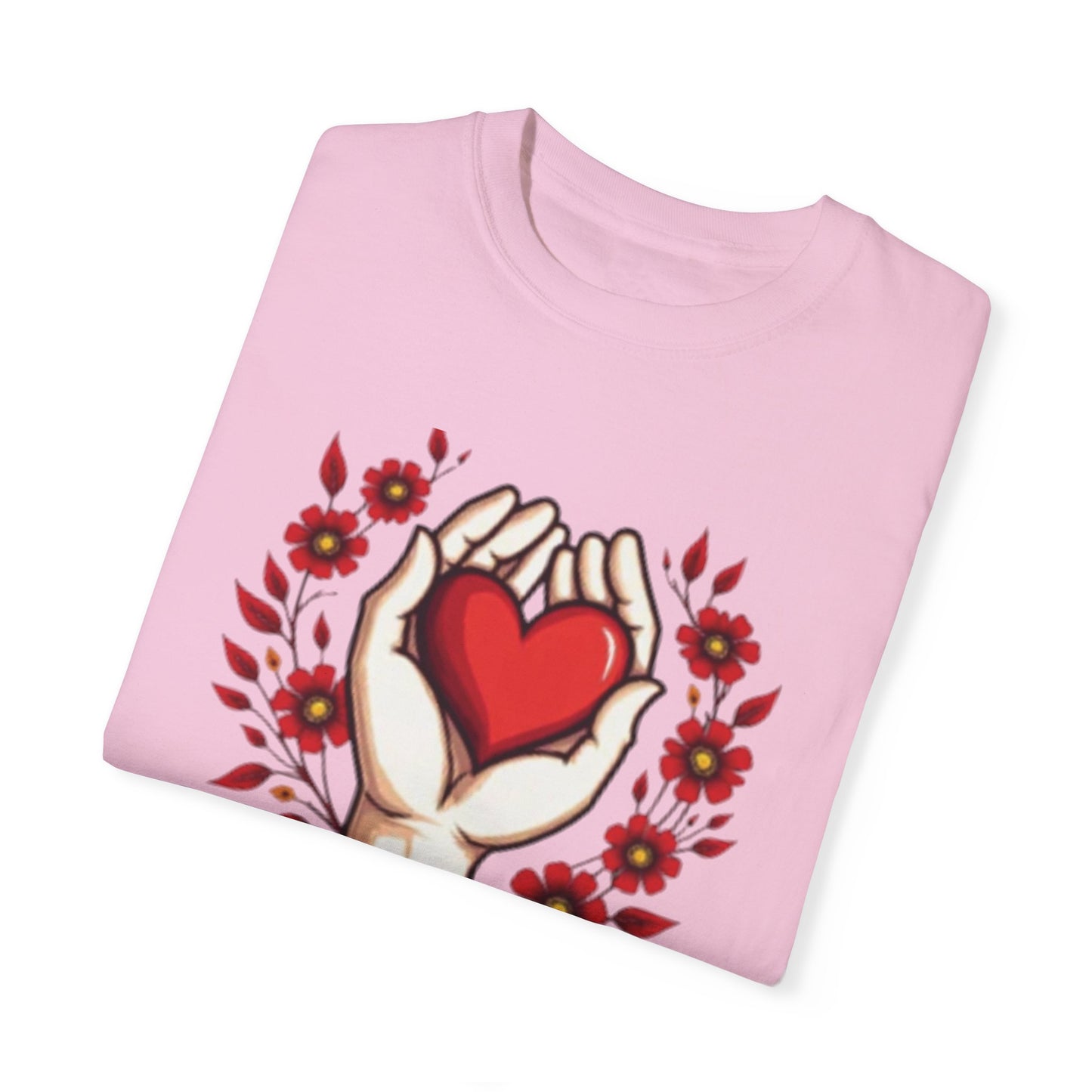 Better Together Unisex Garment-Dyed T-Shirt - Floral Heart Design