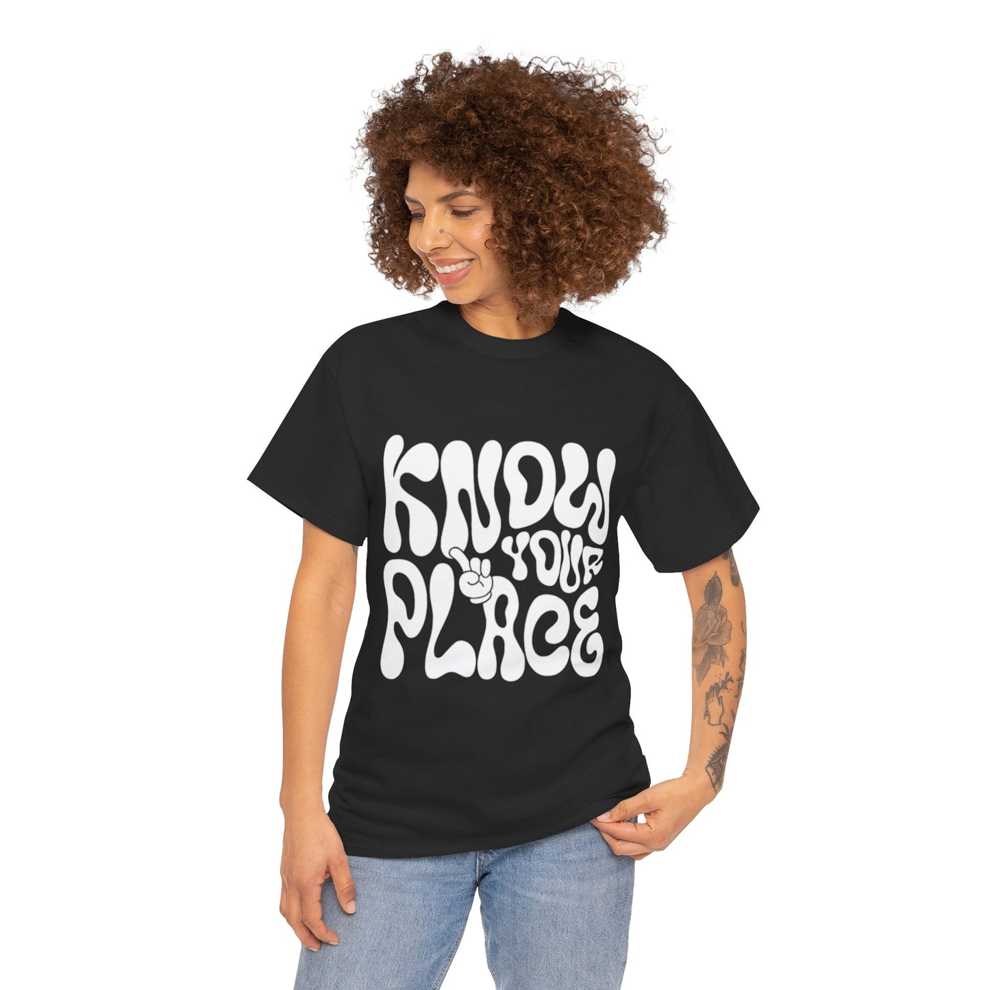 Know Your Place Unisex Heavy Cotton Tee - Fun Retro Graphic T-Shirt for Everyday Comfort