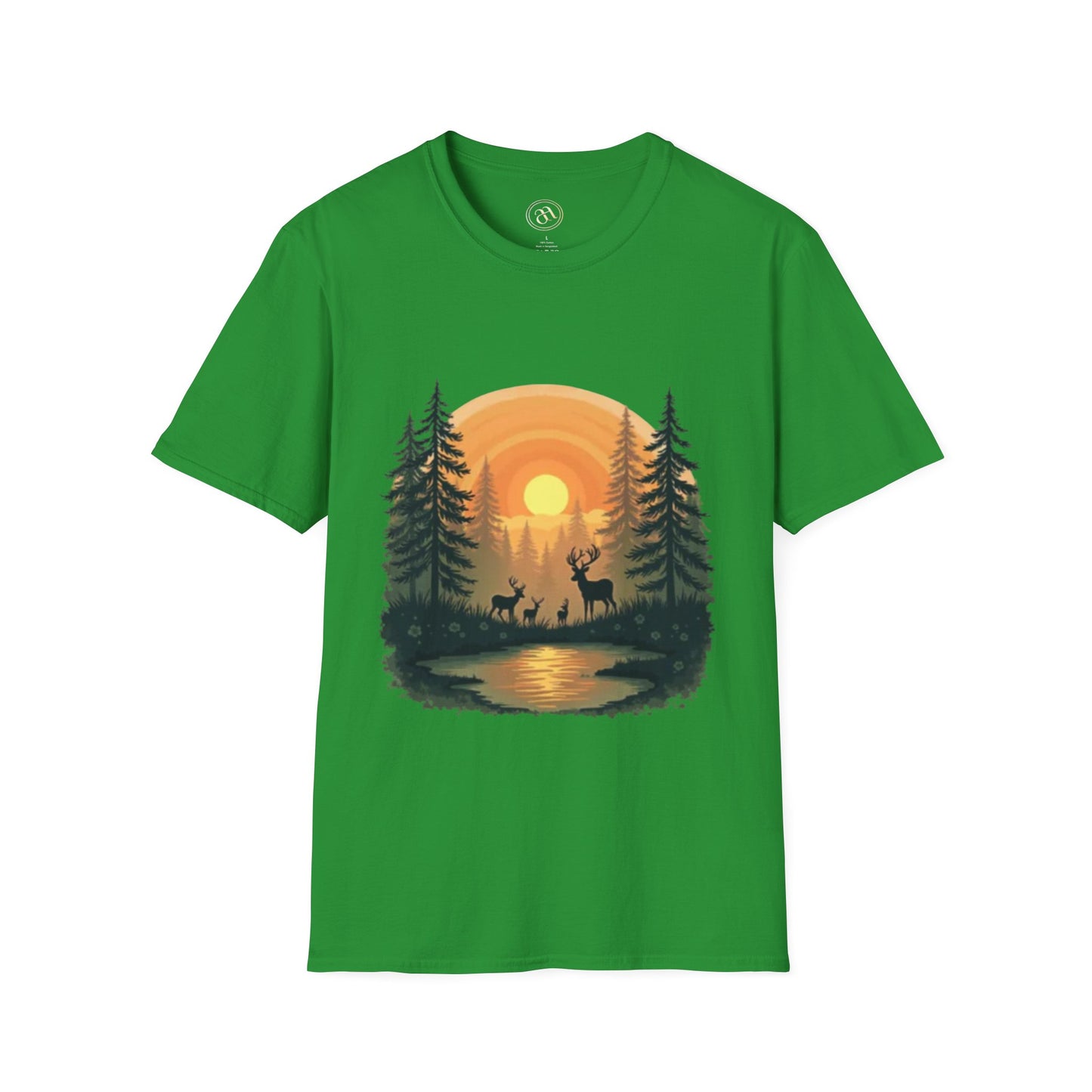 Nature Sunset Unisex Softstyle T-Shirt - Wildlife Scene Tee