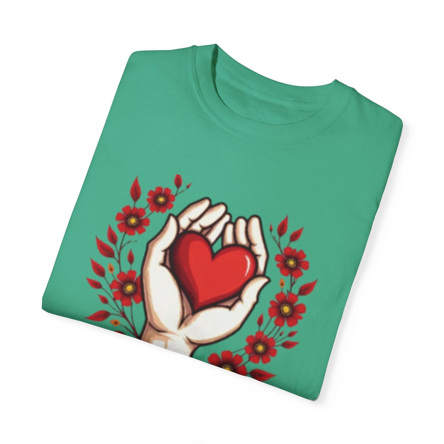 Better Together Unisex Garment-Dyed T-Shirt - Floral Heart Design