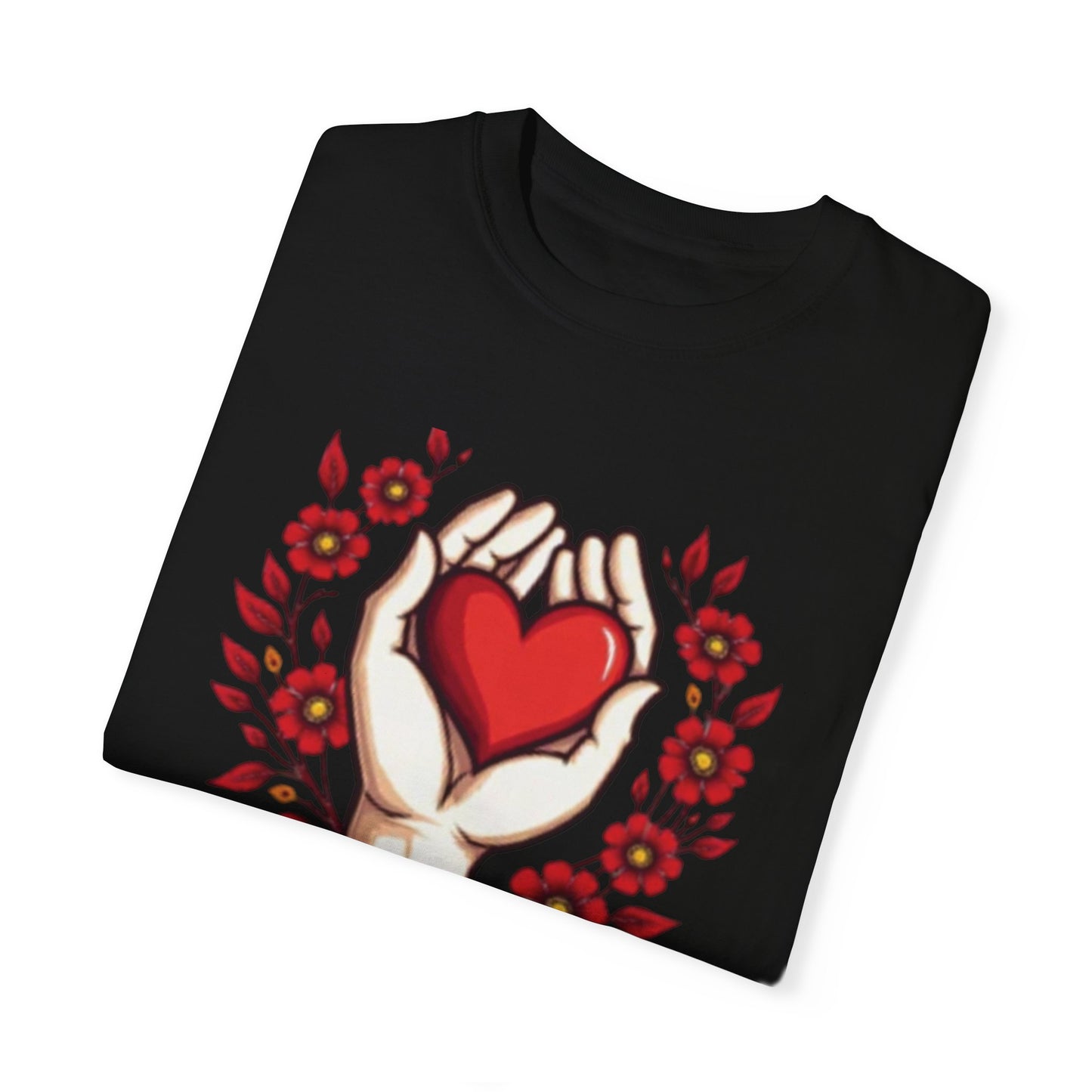 Better Together Unisex Garment-Dyed T-Shirt - Floral Heart Design