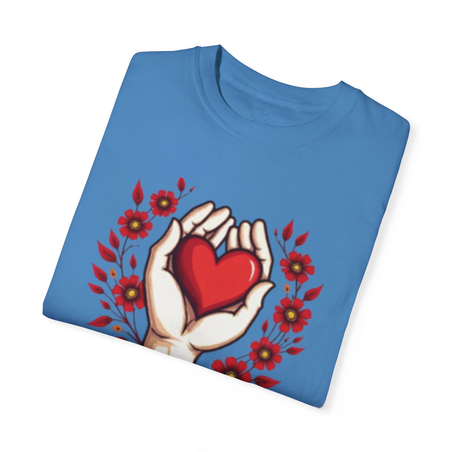 Better Together Unisex Garment-Dyed T-Shirt - Floral Heart Design