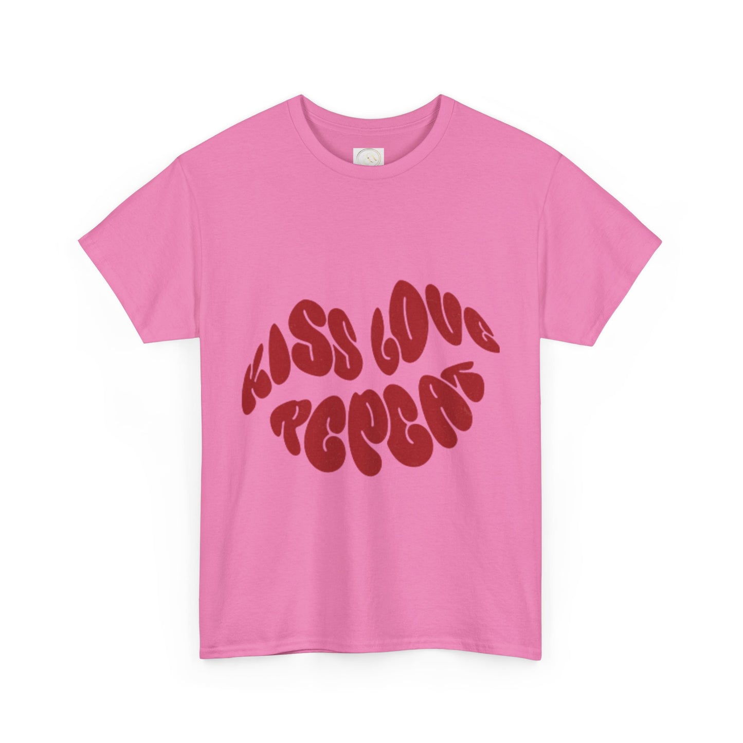 Kiss Love Repeat Unisex Heavy Cotton Tee - Retro Vibe Graphic T-Shirt