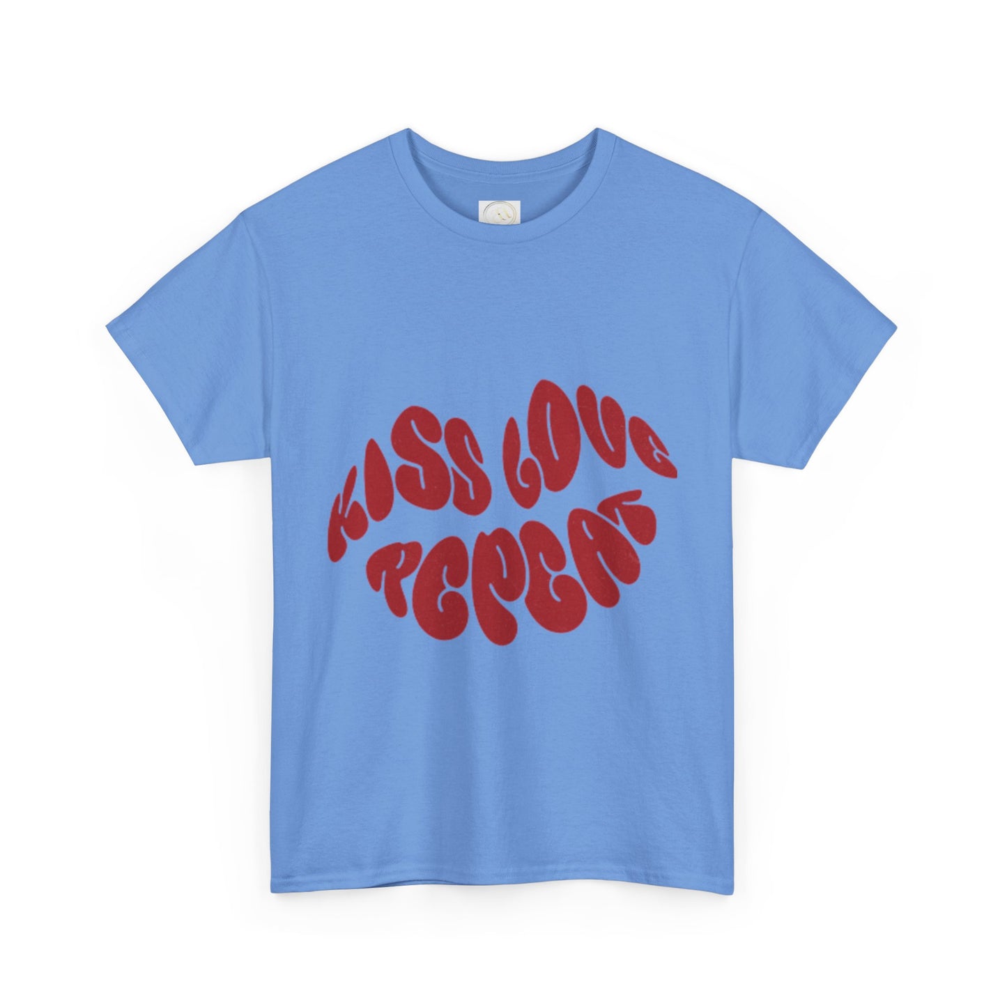 Kiss Love Repeat Unisex Heavy Cotton Tee - Retro Vibe Graphic T-Shirt