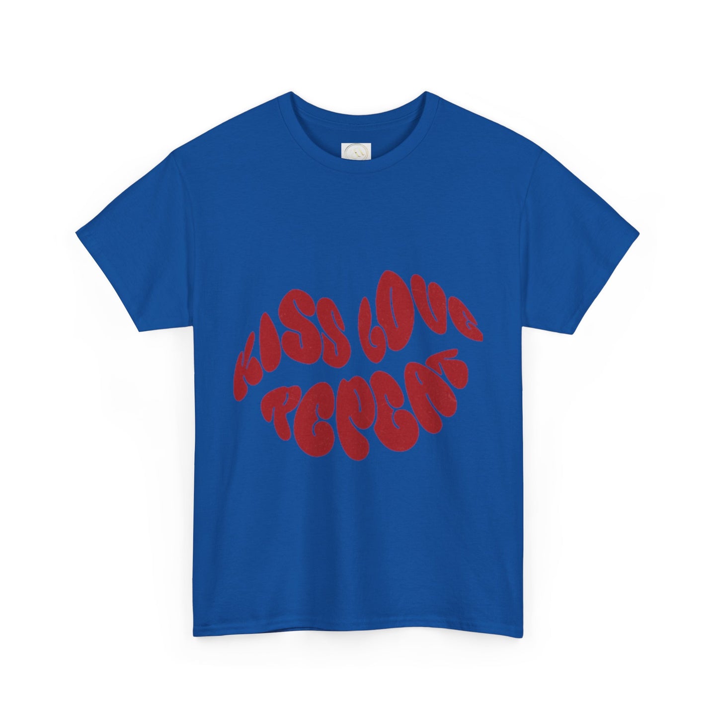 Kiss Love Repeat Unisex Heavy Cotton Tee - Retro Vibe Graphic T-Shirt