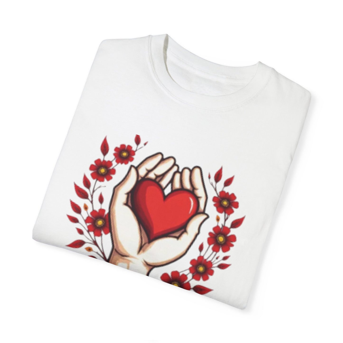 Better Together Unisex Garment-Dyed T-Shirt - Floral Heart Design