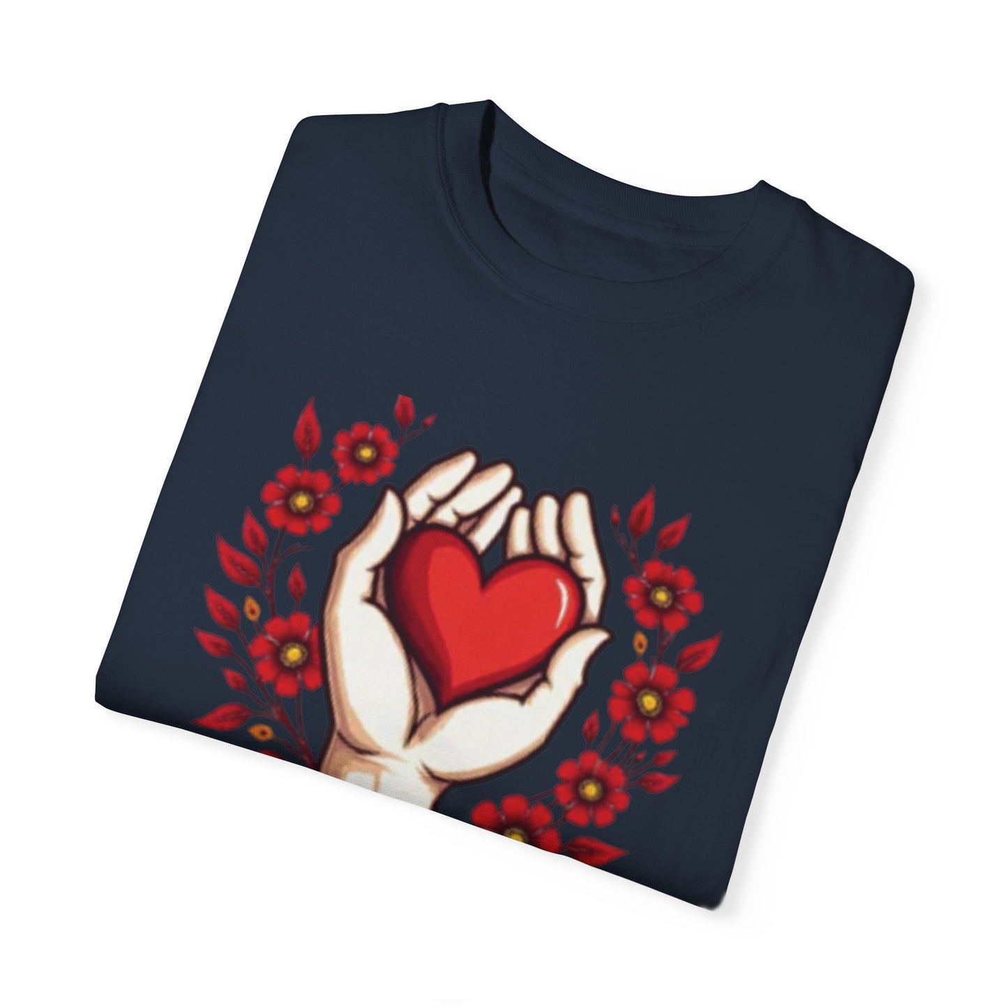 Better Together Unisex Garment-Dyed T-Shirt - Floral Heart Design