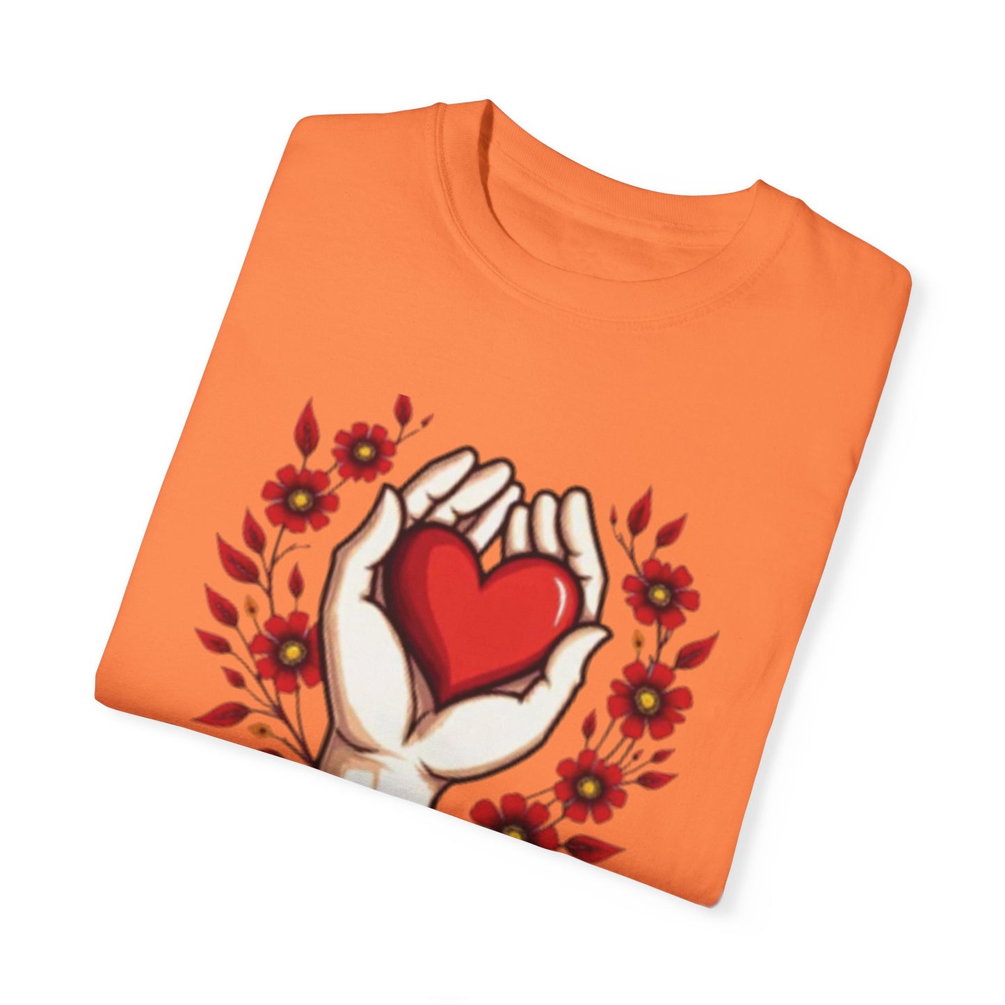 Better Together Unisex Garment-Dyed T-Shirt - Floral Heart Design