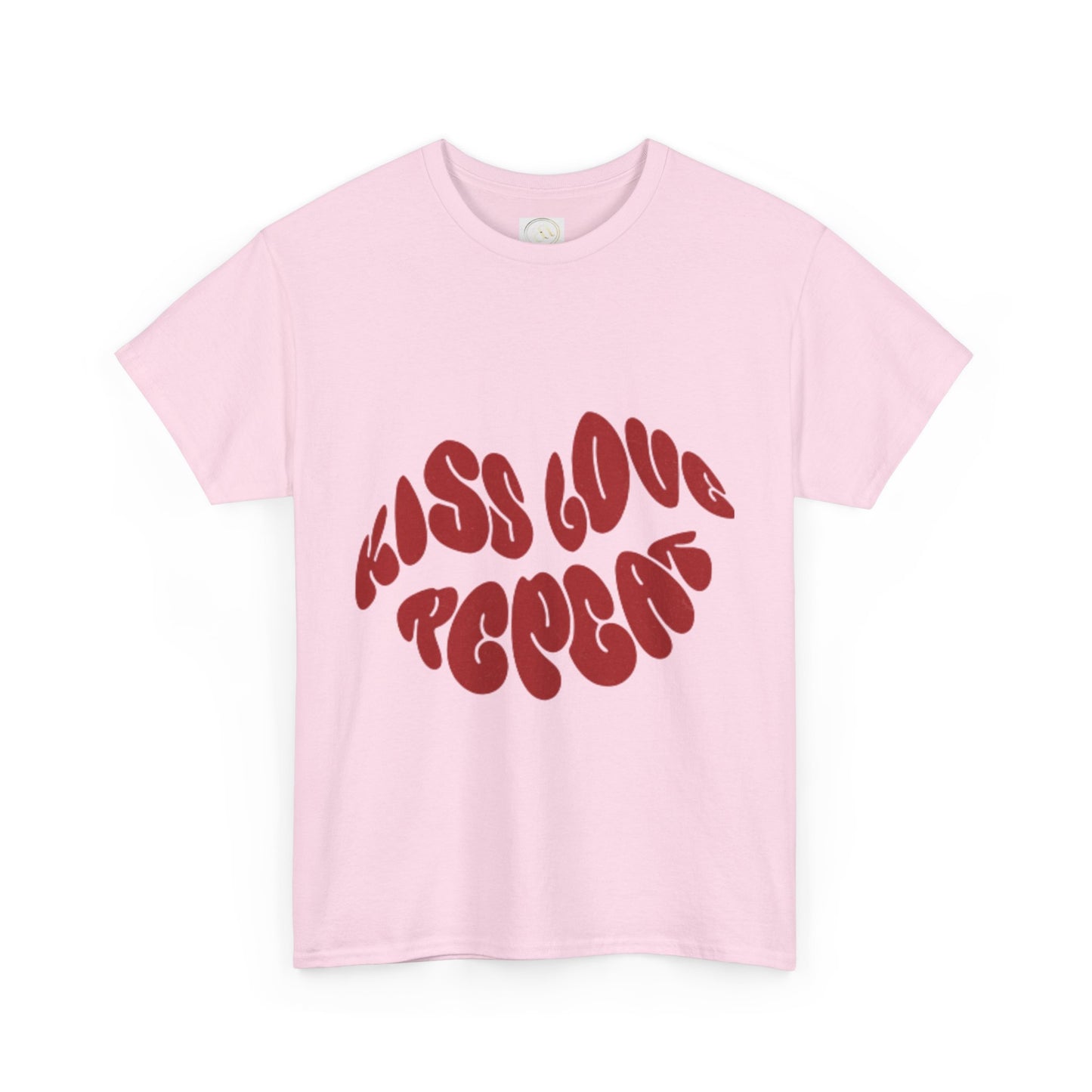 Kiss Love Repeat Unisex Heavy Cotton Tee - Retro Vibe Graphic T-Shirt